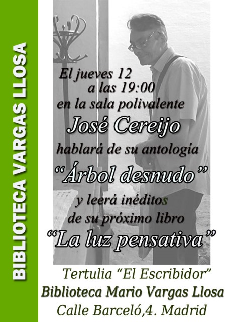 José Cereijo en la Tertulia ‘El Escribidor’ de la Biblioteca Vargas Llosa de Madrid