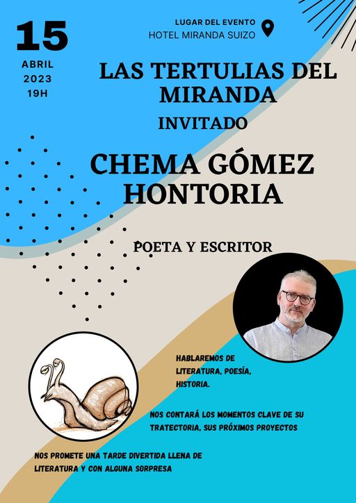 Chema Gómez Hontoria, escritor invitado en ‘Las tertulias del Miranda’. 15 de abril en San Lorenzo del Escorial