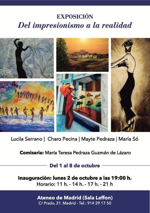 Exposición ‘Del Impresionismo a la realidad’, de Lucila Serrano, Charo Pecina, Mayte Pedraza y María So. Del 1 al 8 de octubre en el Ateneo de Madrid