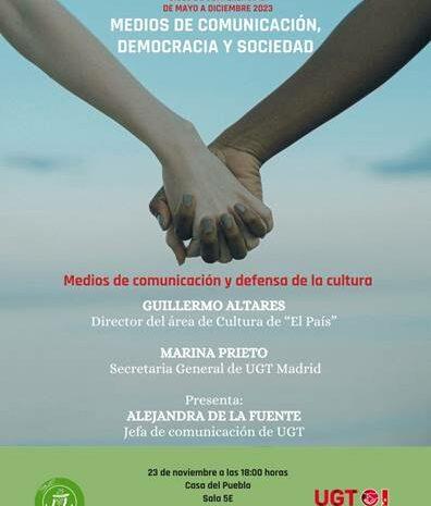 Conferencia-coloquio sobre “Medios de Comunicación y defensa de la cultura” en Progreso y Cultura. 23 de noviembre