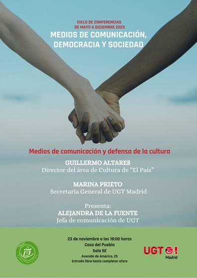 Conferencia-coloquio sobre “Medios de Comunicación y defensa de la cultura” en Progreso y Cultura. 23 de noviembre