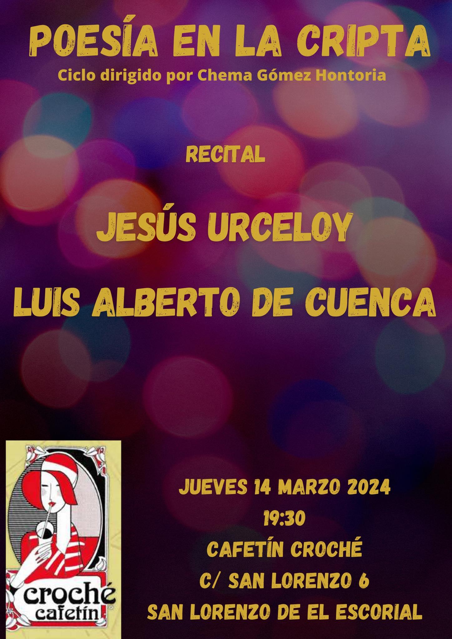 Luis Alberto de Cuenca y Jesús Urceloy en el Cafetín Croché.14 de marzo