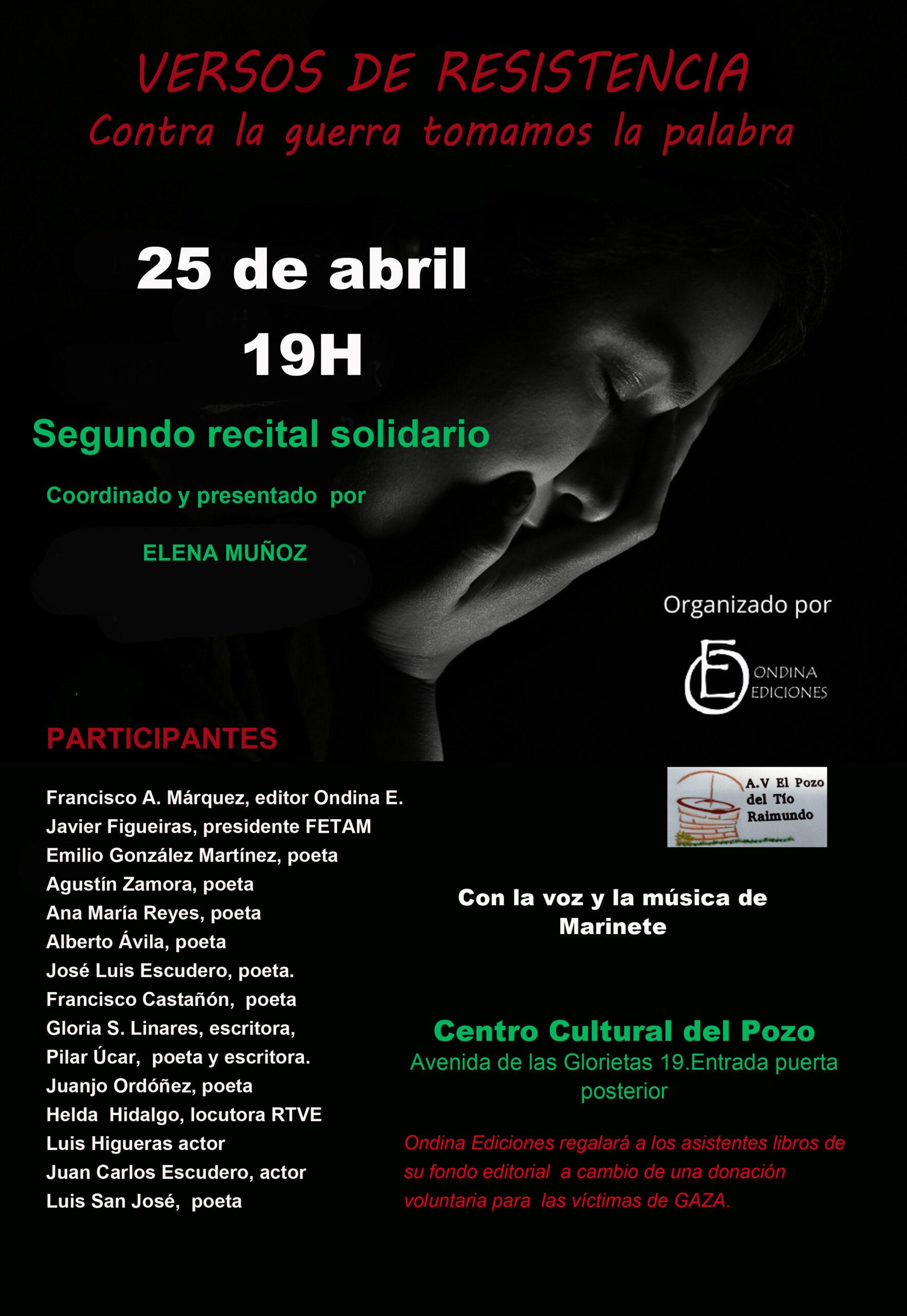 Recital ‘Versos de resistencia’ en Madrid. 25 de abril