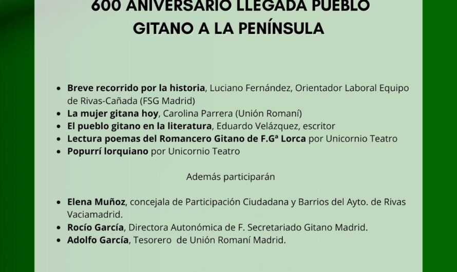 El colectivo Brenan, Progreso y Cultura y Ondina Ediciones organizan una Jornada por el 6º Centenario de la Llegada del pueblo gitano a la Península Ibérica